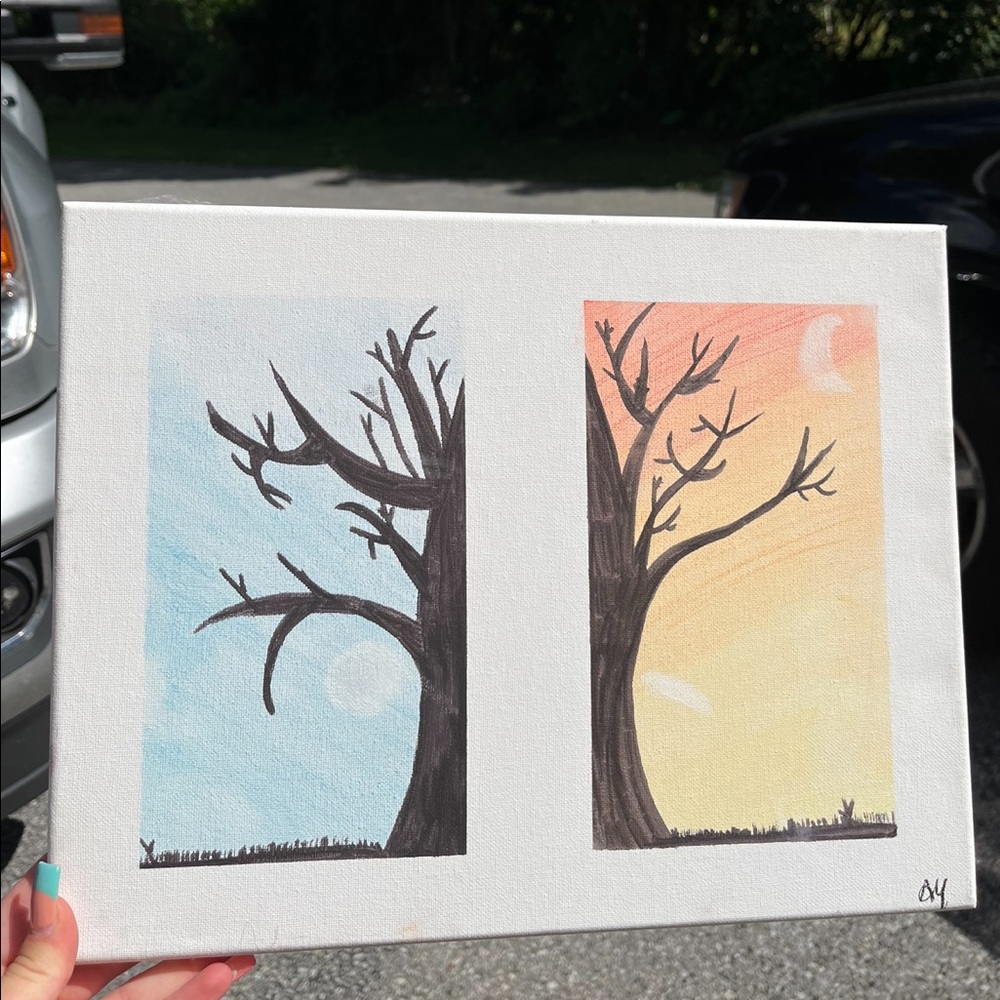 original canvas tree silhouette painting